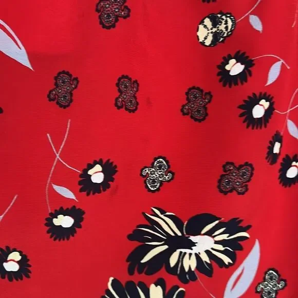 Zadig & Voltaire Joslin Daisy Red Silk Floral Skirt Size 40EU/8US Lace Trim Boho - Picture 7 of 13